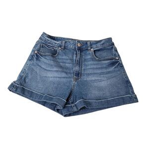 American Eagle Mom Shorts Womens 6 Blue Denim High-Rise Festival Boho Resortwear